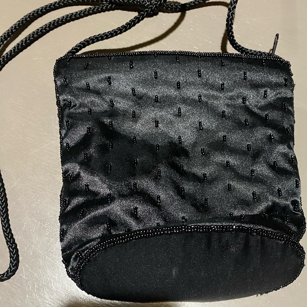 Black Floral Beaded Evening/Shoulder Bag - Picture 2 of 12